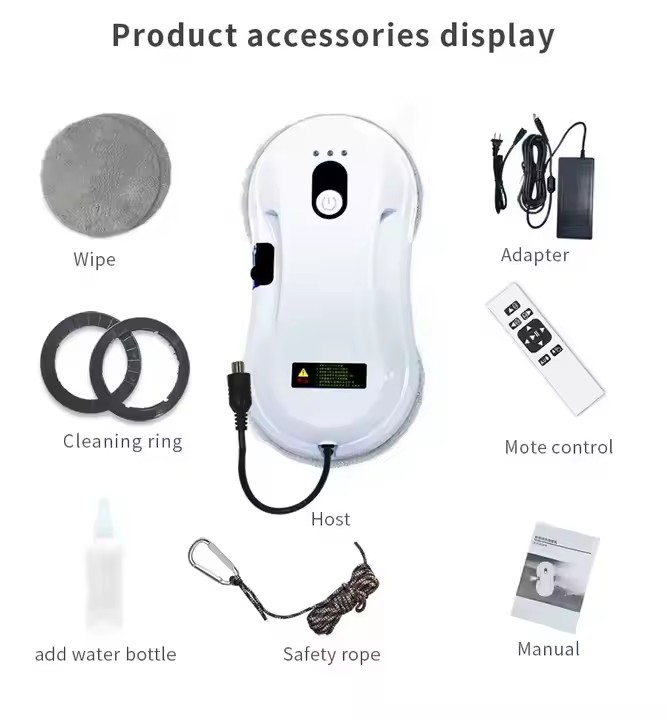 Household Electric Window Cleaning Robot Circular Design with Remote Control US Plug Type