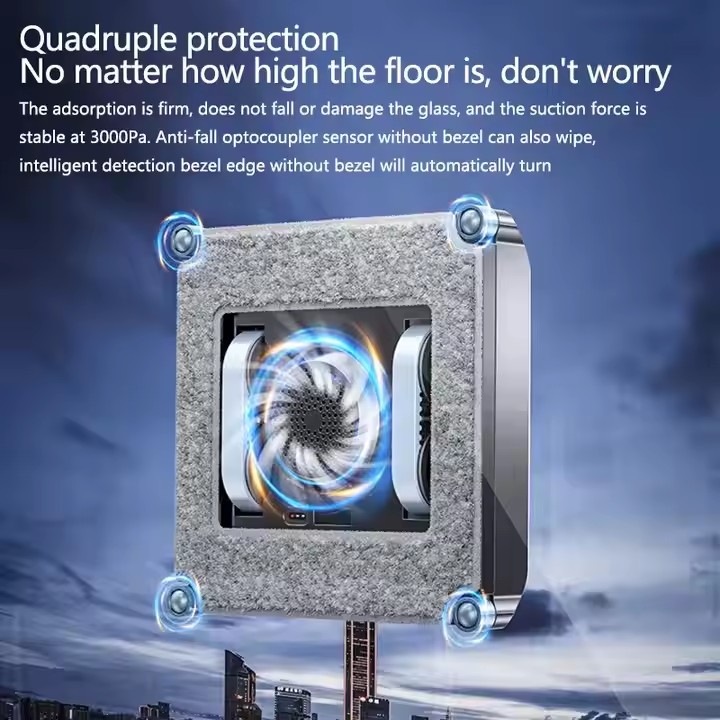 Smart Home Window Cleaning Robot with Double Spray Small Circular Design Remote Control US Plug